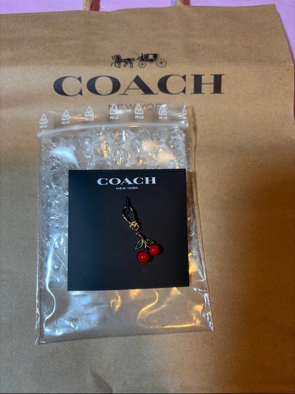 Coach Cherry Enamel Charm in Red with Gold-Tone Hardware